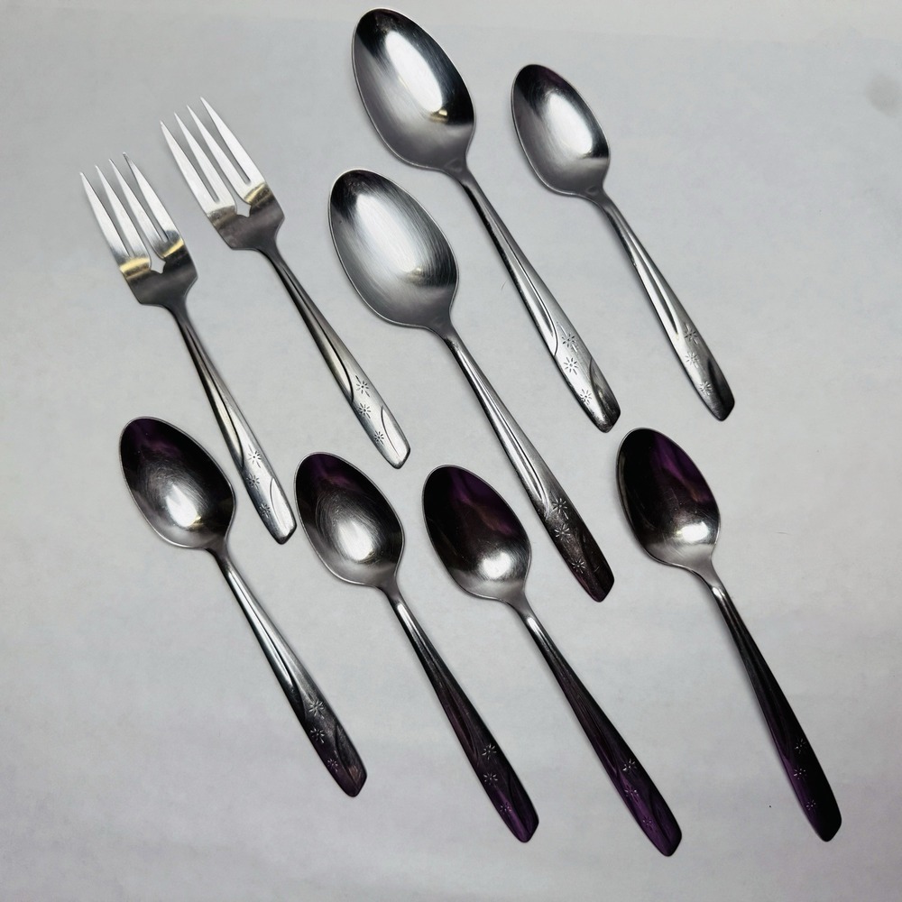 Thor STARLET Stainless 5 Teaspoons 2 Forks & 2‎ Tablespoons Atomic Star Lot Of 9